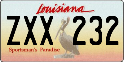 LA license plate ZXX232