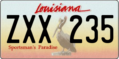 LA license plate ZXX235