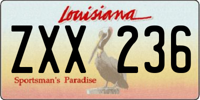 LA license plate ZXX236
