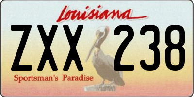 LA license plate ZXX238