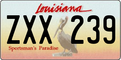 LA license plate ZXX239