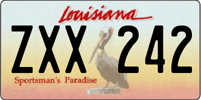 LA license plate ZXX242