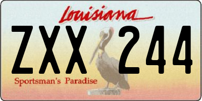 LA license plate ZXX244