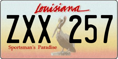 LA license plate ZXX257