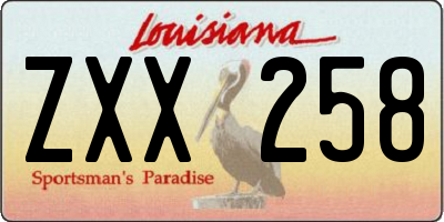 LA license plate ZXX258