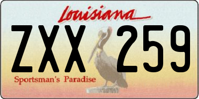 LA license plate ZXX259