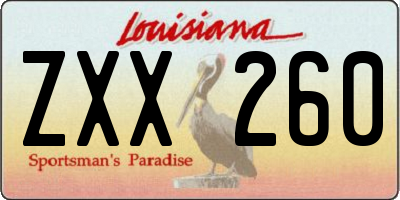 LA license plate ZXX260