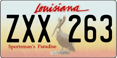 LA license plate ZXX263