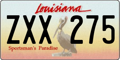 LA license plate ZXX275