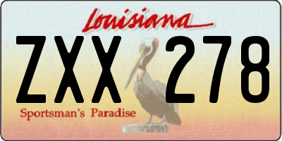 LA license plate ZXX278