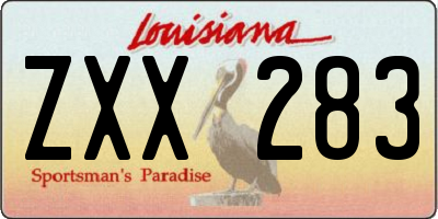 LA license plate ZXX283