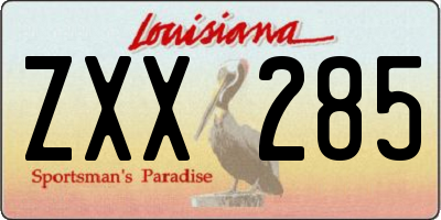 LA license plate ZXX285