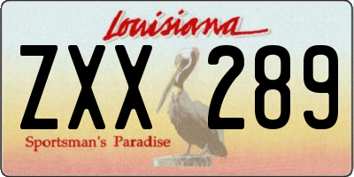 LA license plate ZXX289