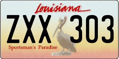 LA license plate ZXX303