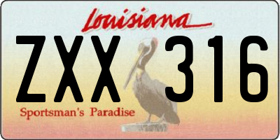 LA license plate ZXX316