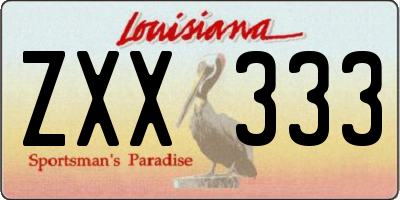 LA license plate ZXX333