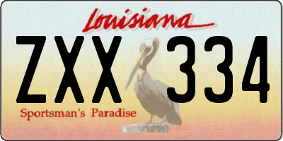 LA license plate ZXX334