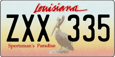 LA license plate ZXX335