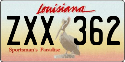 LA license plate ZXX362