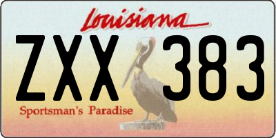 LA license plate ZXX383