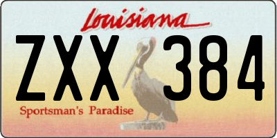 LA license plate ZXX384