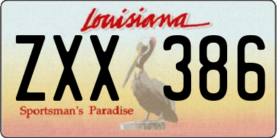 LA license plate ZXX386