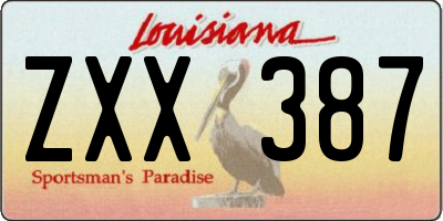 LA license plate ZXX387