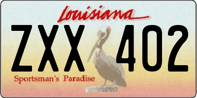 LA license plate ZXX402