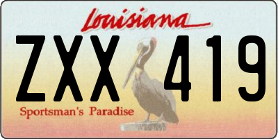 LA license plate ZXX419