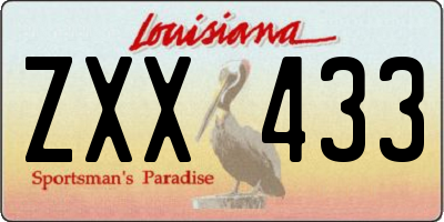 LA license plate ZXX433