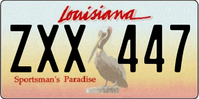 LA license plate ZXX447