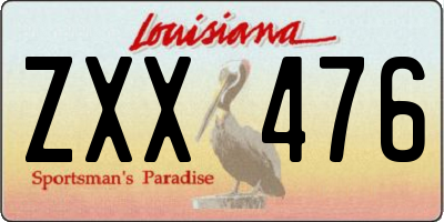 LA license plate ZXX476