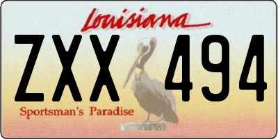 LA license plate ZXX494