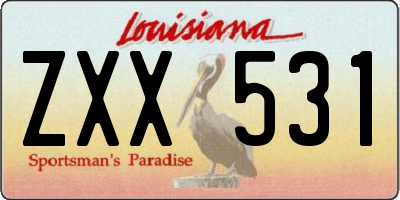 LA license plate ZXX531