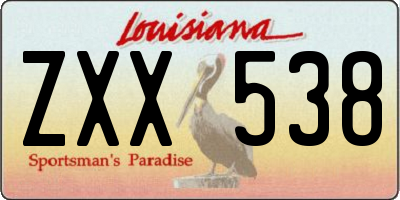 LA license plate ZXX538