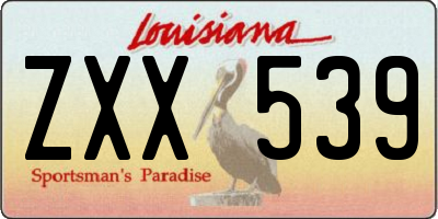 LA license plate ZXX539