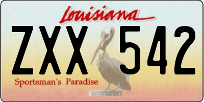 LA license plate ZXX542