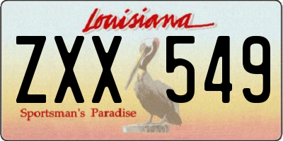 LA license plate ZXX549