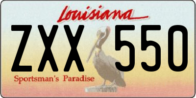 LA license plate ZXX550