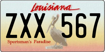 LA license plate ZXX567