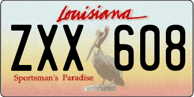 LA license plate ZXX608