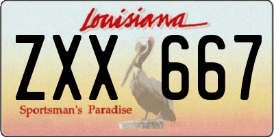 LA license plate ZXX667