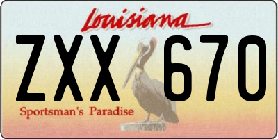 LA license plate ZXX670