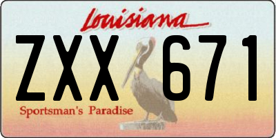 LA license plate ZXX671