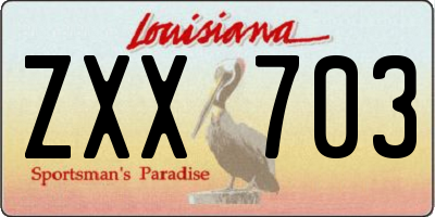 LA license plate ZXX703