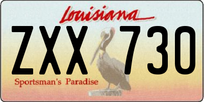 LA license plate ZXX730