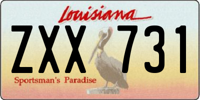 LA license plate ZXX731