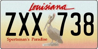 LA license plate ZXX738