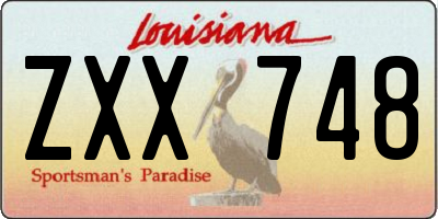 LA license plate ZXX748