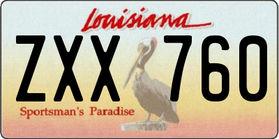 LA license plate ZXX760